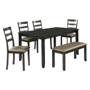 6Piece Wooden Dining Table Set In Gray