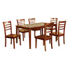 7Piece Wooden Dining Table Set With Marble Top In Oak Brown