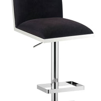 Contemporary Style Bar Stool With Padded Fabric Seat And Back, Black & Silver