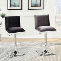 Contemporary Style Bar Stool With Padded Fabric Seat And Back, Gray & Silver