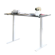 Minimalist Metallic Desk With Height Adjustable Function, Large, White & Black