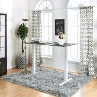 Minimalist Metallic Desk With Height Adjustable Function, Large, White & Black