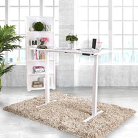 Minimalist Metallic Desk With Height Adjustable Function, Large, White