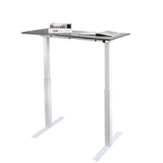 Minimalist Metallic Desk With Height Adjustable Function, Small, Gray & White