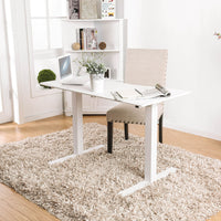 Minimalist Metallic Desk With Height Adjustable Function, Small, White