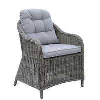 2 Piece Patio Arm Chair In Aluminum Wicker Frame and Cushioned Seating, Gray