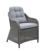 2 Piece Patio Arm Chair In Aluminum Wicker Frame and Cushioned Seating, Gray