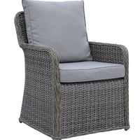 2 Piece Cushioned Patio Arm Chair In Aluminum Wicker Frame, Gray