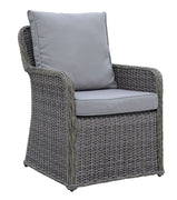 2 Piece Cushioned Patio Arm Chair In Aluminum Wicker Frame, Gray