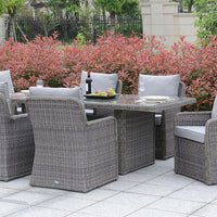 2 Piece Cushioned Patio Arm Chair In Aluminum Wicker Frame, Gray