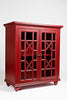 Double Door Wooden Accent Chest With Intricated Front Panels, Crimson Red