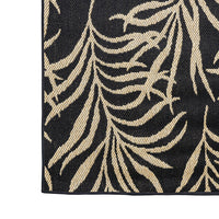 Contemporary Area Rug With Foliage Pattern In Polypropylene, Black and Beige