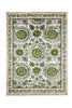 Traditional Style Nylon Area Rug With Flower Patterns, Small, Cream and Green