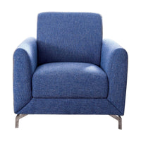 Fabric Upholstered Chair With Metal Feet In Blue