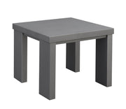 Aluminum Framed End Table with Plank Style Top, Gray