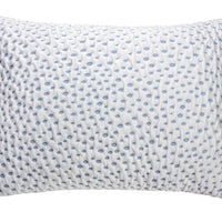 Stretch Knit Fabric Upholstered Kids Pillow With Memory Foam, Blue & White