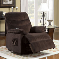 Fabric Upholstered Metal Power Lift Reclining Chair with Remote Control, Brown