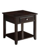 Wooden End Table With Drawer and Bottom Shelf, Walnut Brown