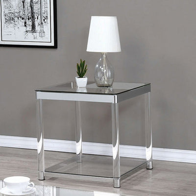 Contemporary Coffee Table With Tempered Glass Top & Chrome Silver Legs, Clear