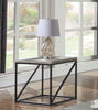 Industrial Style Minimal End Table With Wooden Top And Metallic Base, Gray