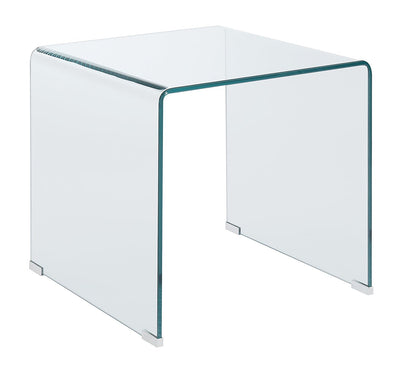 Contemporary Style Minimal Clear Glass End Table, Clear