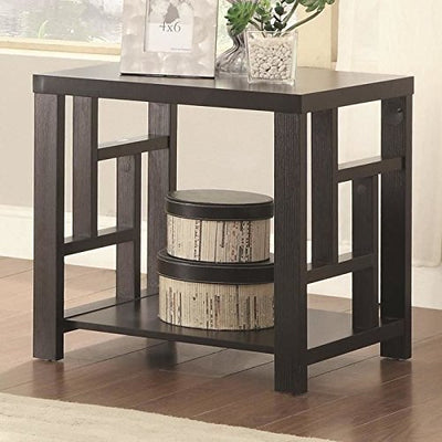 Contemporary Style Solid Wooden End Table With Bottom Shelf, Brown