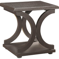 Contemporary Style CShaped End Table With Open Shelf & Tabletop, Espresso Brown