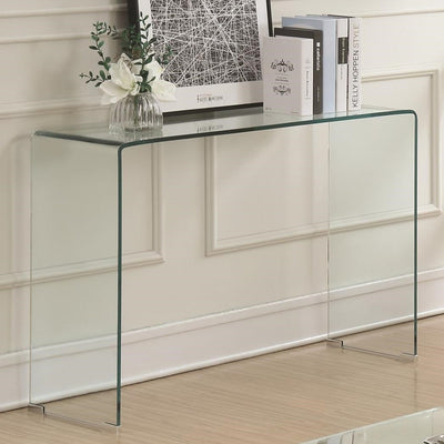 Contemporary Style Minimal Clear Glass Sofa Table, Clear