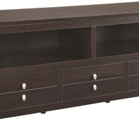 Contemporary and Urbane TV Console With 2 Shelves & 3 Drawers, Cappuccino Brown