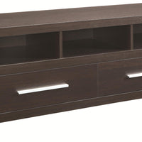 Modern & Minimal Style TV Console With Multi Shelves & Drawers, Cappuccino Brown
