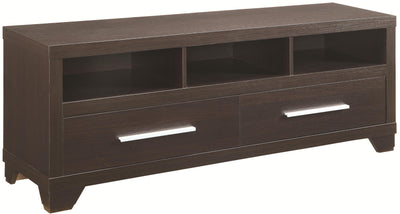 Modern & Minimal Style TV Console With Multi Shelves & Drawers, Cappuccino Brown