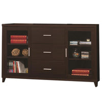 Modern & Minimal Style TV Console With Multi Shelves & Drawers, Cappuccino Brown