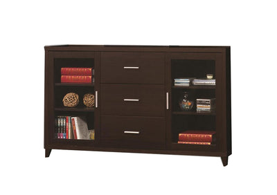 Modern & Minimal Style TV Console With Multi Shelves & Drawers, Cappuccino Brown