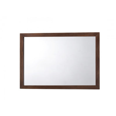 Mid Century Modern Wooden Frame Mirror in Rectangular Shape, Walnut