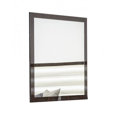 Rectangular Wooden Frame Mirror in Contemporary Style, Brown