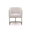 Fabric Upholstered Dining Chair with Cantilever Steel Base, White and Gold