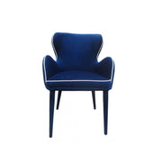 Fabric Upholstered Wing Back Design Dining Chair with High Curvy Arms, Blue