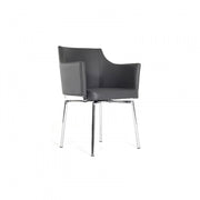 Leatherette Upholstered Swivel Dining Chair with Chrome Metal Legs, Gray