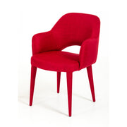 Fabric Upholstered Metal Dining Chair with Cutout Back Design, Red