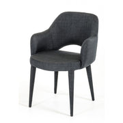 Fabric Upholstered Metal Dining Chair with Cutout Back Design, Gray