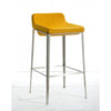 Fabric Upholstered Metal Bar Stool, Yellow and Silver