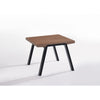 Wooden Table Top End Table with Angled Metal Legs, Walnut Brown and Black