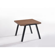 Wooden Table Top End Table with Angled Metal Legs, Walnut Brown and Black