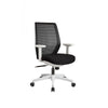 Polyester Upholstered Swivel office Chair with T Shaped Armrests, Black and White