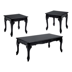 Traditional 3 Piece TABLE SET, Black Finish