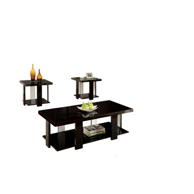 3 Pc. Table Set Contemporary Style, Black