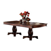 46" X 96" X 31" Cherry Wood Poly Resin Dining Table w-Double Pedestal
