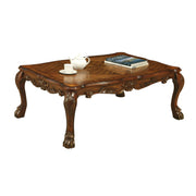 36" X 54" X 20" Cherry Oak Wood Poly Resin Coffee Table