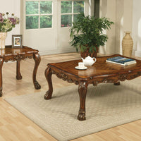 36" X 54" X 20" Cherry Oak Wood Poly Resin Coffee Table