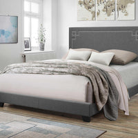 80" X 86" X 50" Gray Fabric Upholstered (Bed) Wood Leg Eastern King Bed